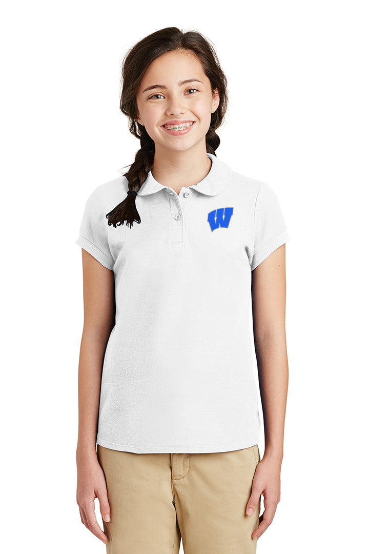 Windsor - Girls Peter Pan Collar Polo - White (YG503) - Southern Grace Creations