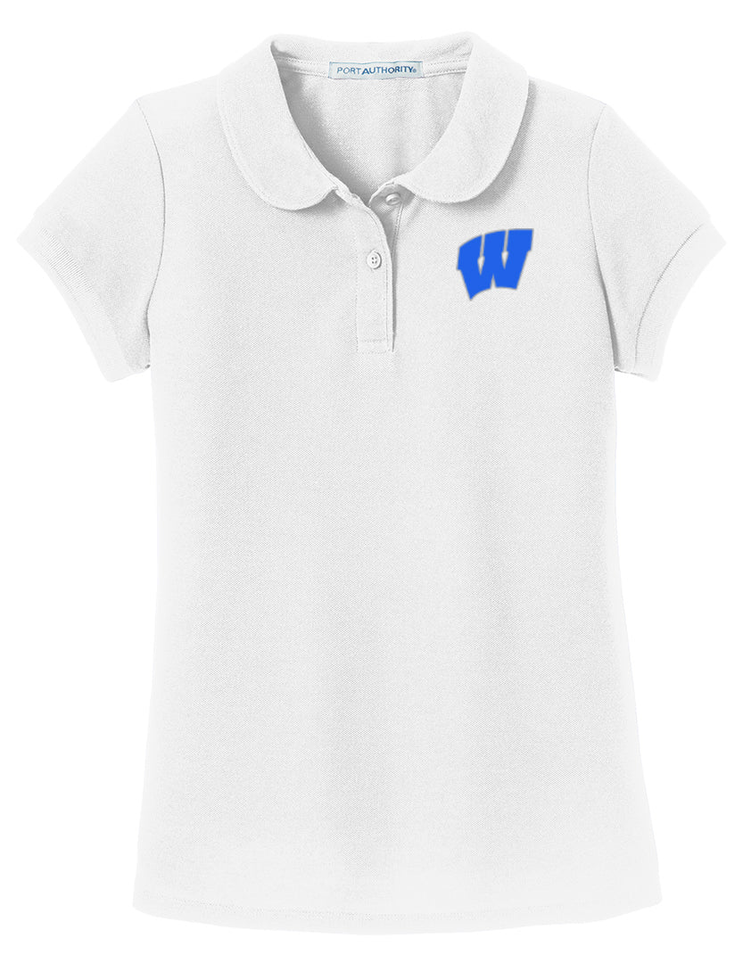 Windsor - Girls Peter Pan Collar Polo - White (YG503) - Southern Grace Creations