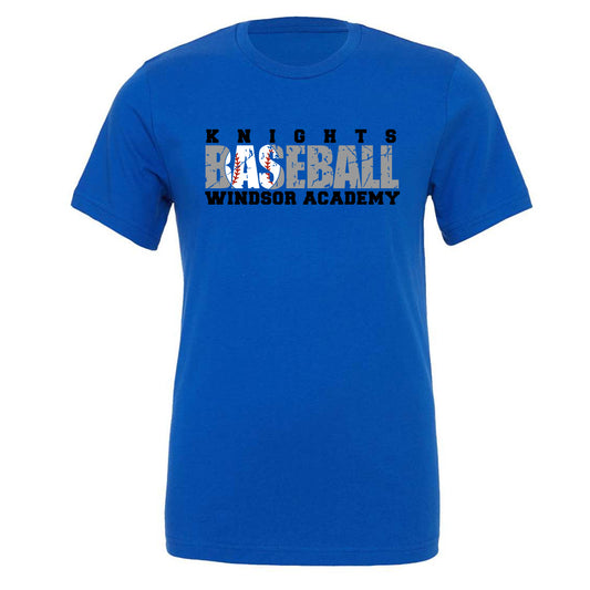 Windsor - Knights Distressed Baseball Windsor Academy - Royal (Tee/Drifit/Hoodie/Sweatshirt) - Southern Grace Creations