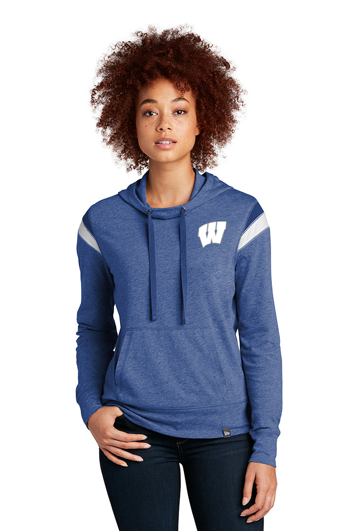 Windsor - New Era Ladies Heritage Blend Varsity Hoodie - Royal Heather/ Royal/ White (LNEA108) - Southern Grace Creations