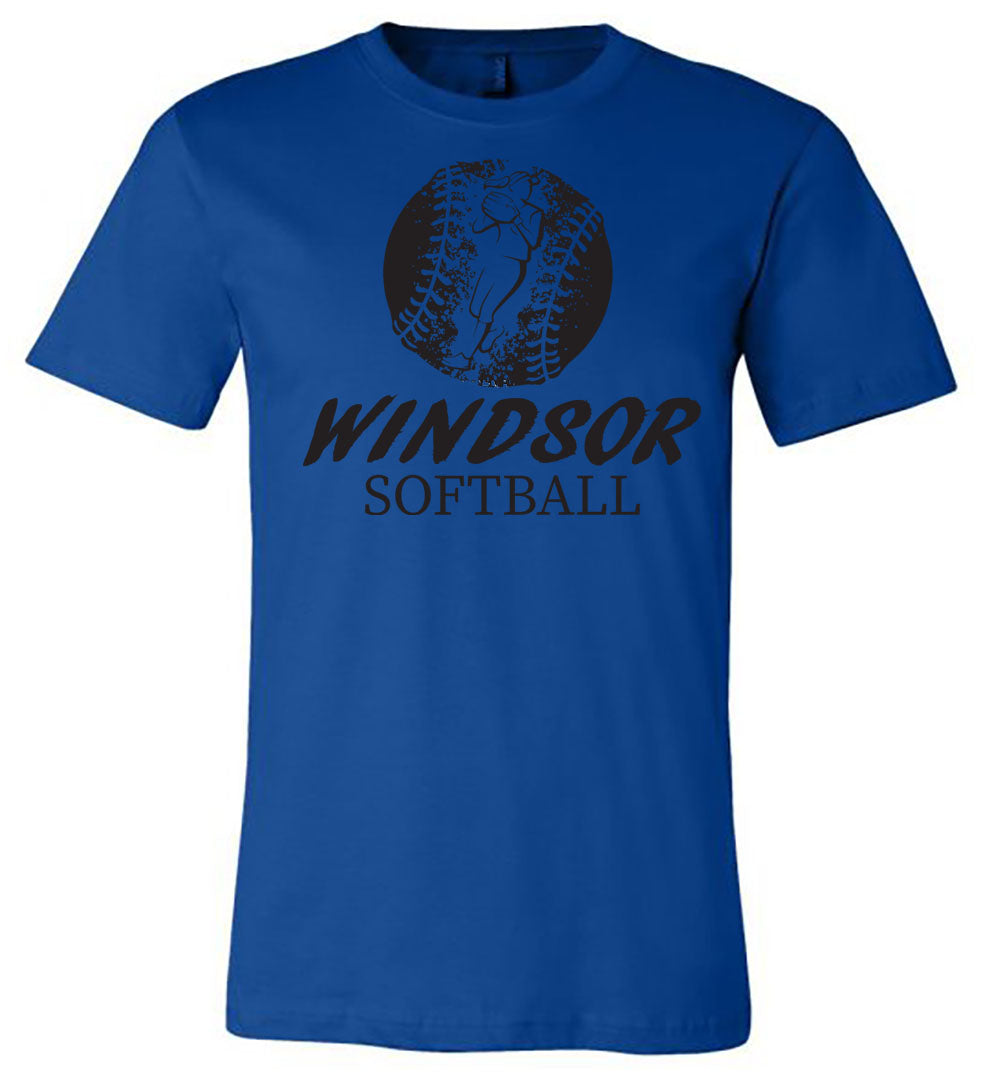 Windsor - Softball Distressed with Player Windsor Softball - Royal (Tee/Hoodie/Sweatshirt) - Southern Grace Creations