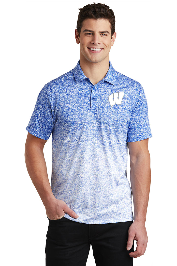 Windsor - Sport-Tek Ombre Heather Polo - White/ True Royal (ST671) - Southern Grace Creations