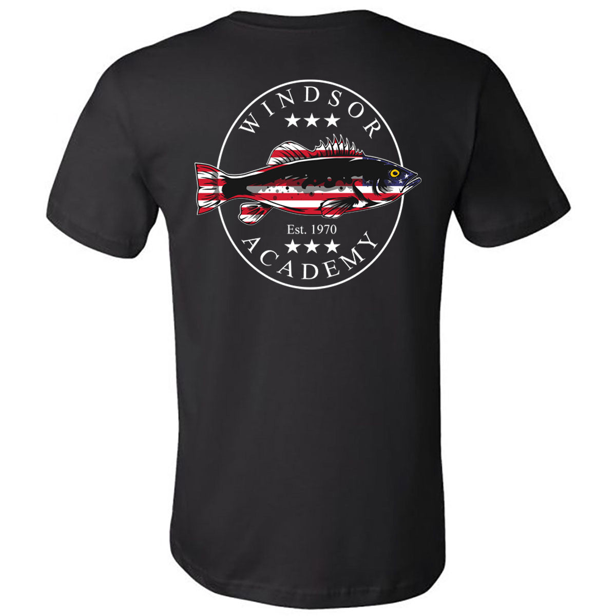 Windsor - Windsor Academy American Flag Fish - Black Short Sleeves Tee - Southern Grace Creations
