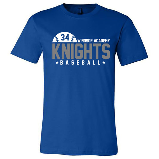 Windsor - Windsor Academy Knights Baseball With Stars - Royal (Tee/Drifit/Hoodie/Sweatshirt) - Southern Grace Creations