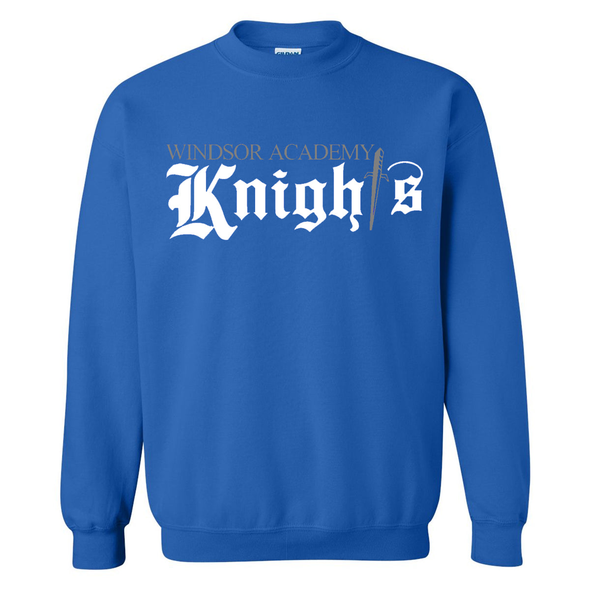 Windsor - Windsor Academy Knights Old English With Sword - Royal (Tee/DriFit/Hoodie/Sweatshirt) - Southern Grace Creations