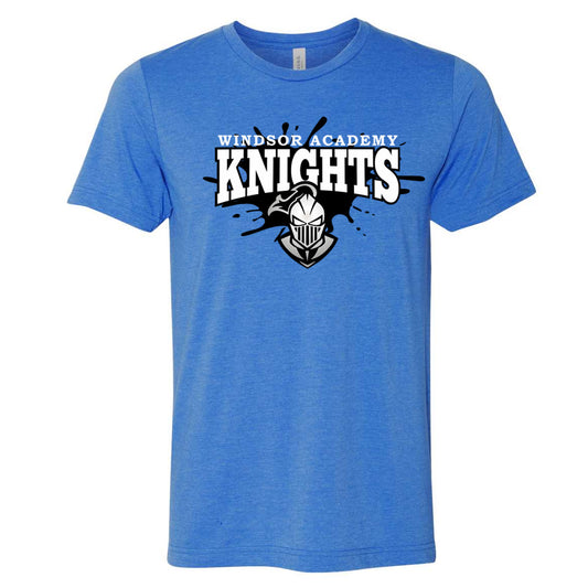 Windsor - Windsor Academy Knights Paint Splatter - Heather True Royal (Tee/Hoodie/Sweatshirt) - Southern Grace Creations