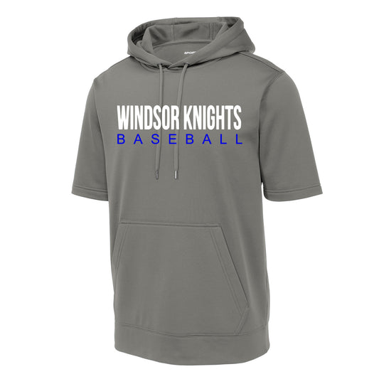 Windsor - Windsor Knights Baseball -Fleece Short Sleeve Hooded Pullover - Grey - Southern Grace Creations