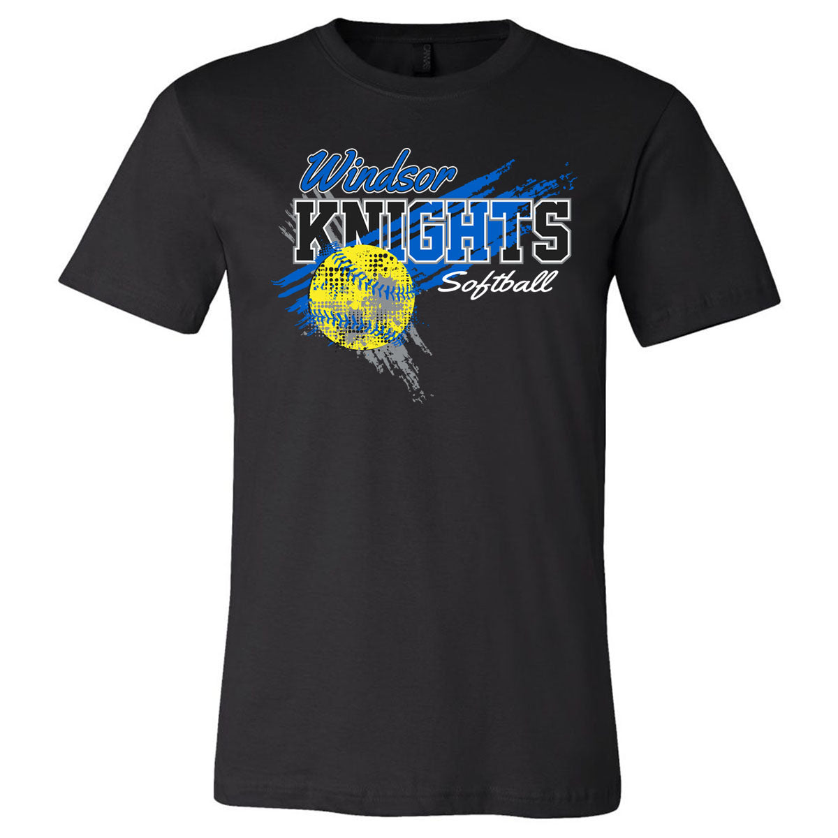 Windsor - Windsor Knights Softball Paint Stroke - Black (Tee/Hoodie/Sweatshirt) - Southern Grace Creations