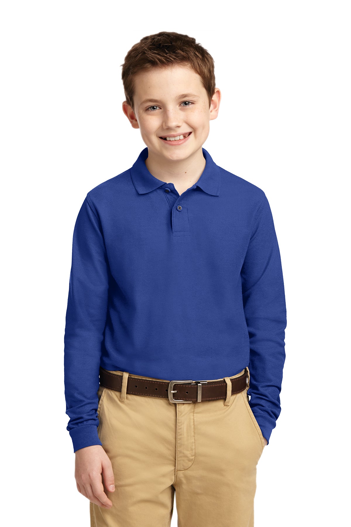 Windsor - YOUTH Long Sleeve Polo - ROYAL (Y500LS) - Southern Grace Creations