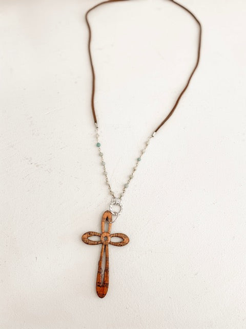 Wood Hymn Cross Necklace - Southern Grace Creations