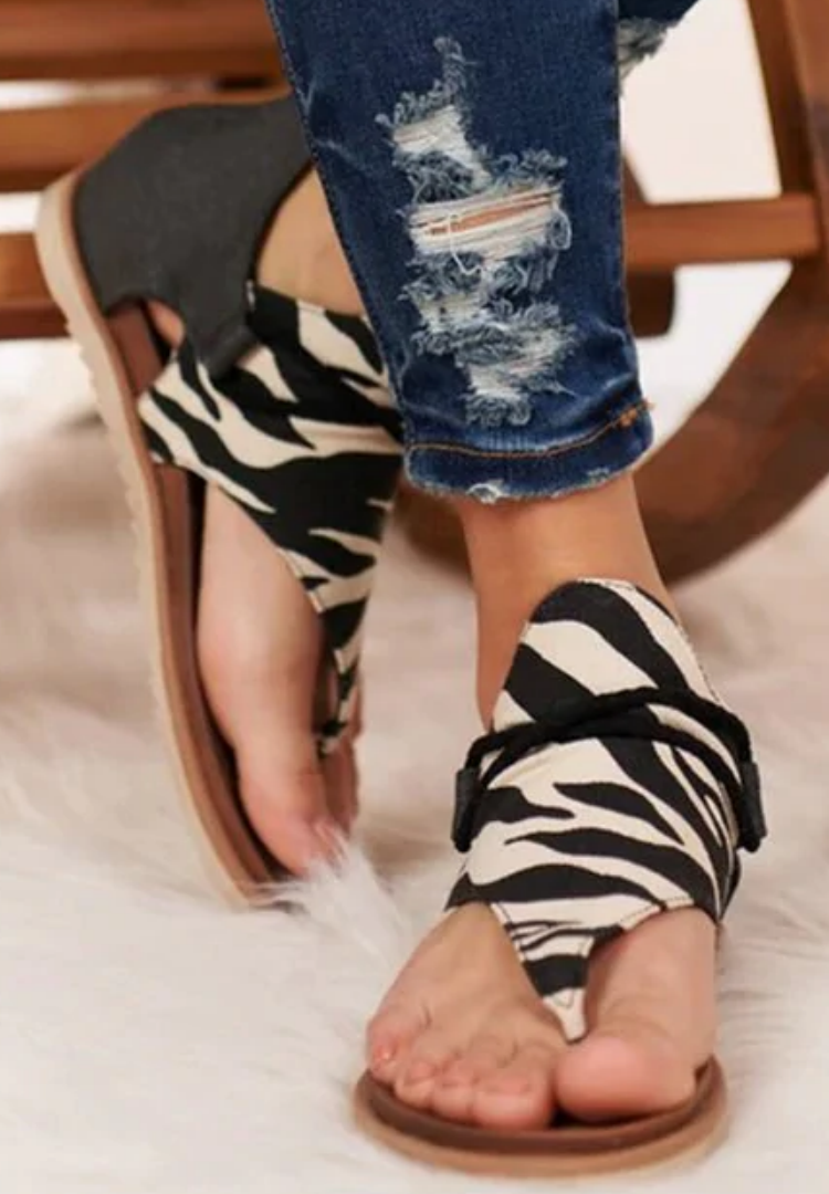 Zebra Print Sandals - Southern Grace Creations