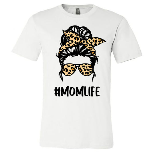 #momlife - Leopard Headband & Sunglasses - White Short Sleeve Tee - Southern Grace Creations